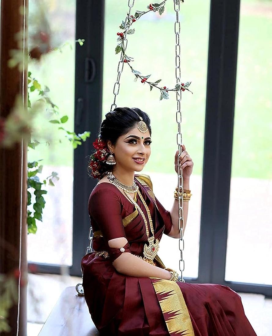 A Woman in a Red Saree Posing · Free Stock Photo