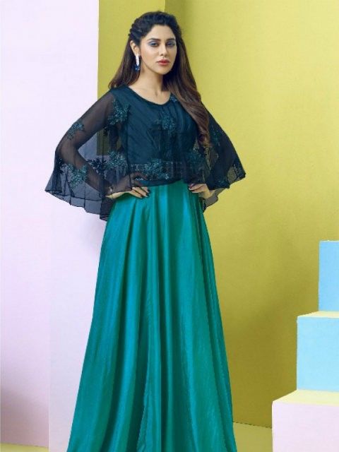 Floral cape kurti set – Selina Habibti Attire