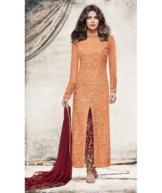 peach dress combination